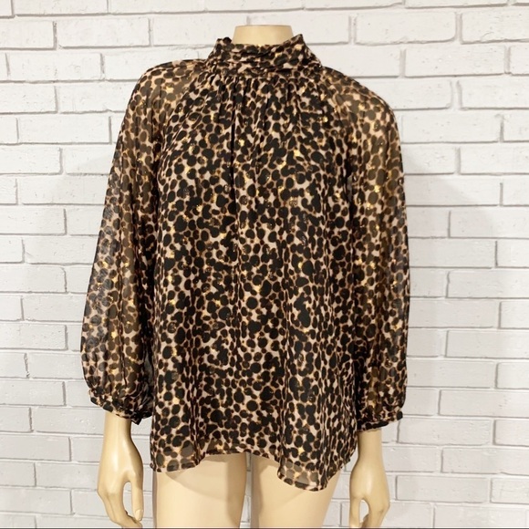 Sanctuary Tops - Sanctuary New Heights Metallic Animal Print‎ Blouse